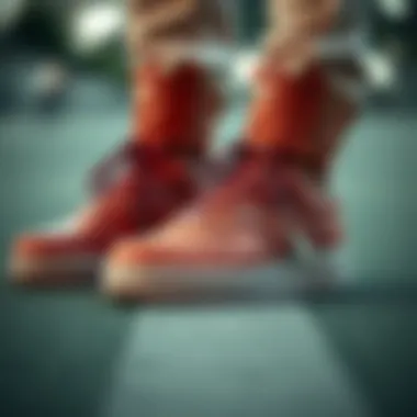 Close-up of Nike Air Force boots showcasing technical features