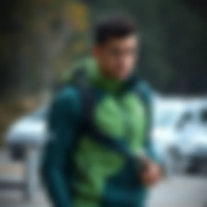 Athlete wearing a Nike green jacket during outdoor activity