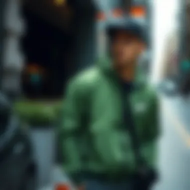 Stylish Nike green jacket showcased in an urban setting