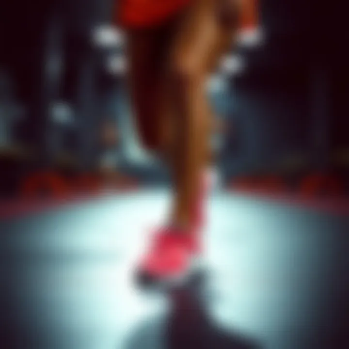 Athletic Performance in Action Athletic performance showcased with pink sports shoes during a workout