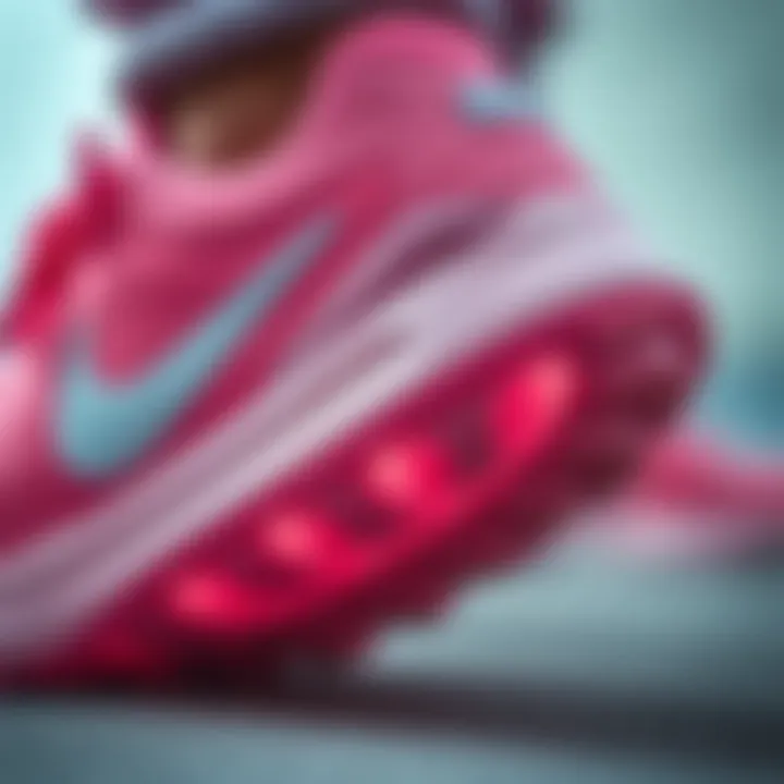 Cushioning Technology Close-up of the cushioning technology in the pink sports shoes