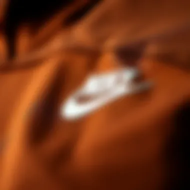 Close-up of the fabric texture of Nike's brown sports clothing