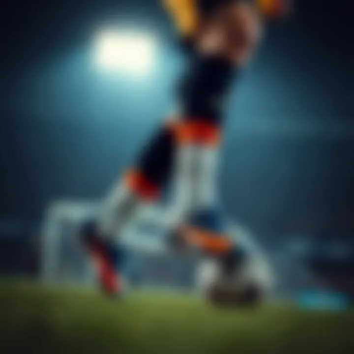 Action shot of a player wearing Nike Mercurial Krampon on the field demonstrating performance.