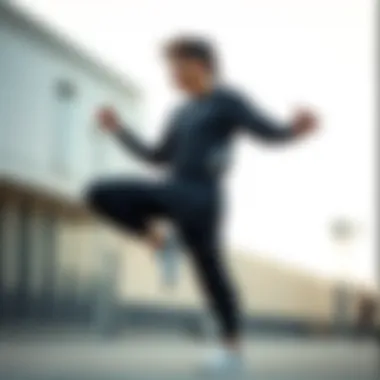 Enhanced Performance Through Design Athlete showcasing flexibility in Nike Tech sweatpants