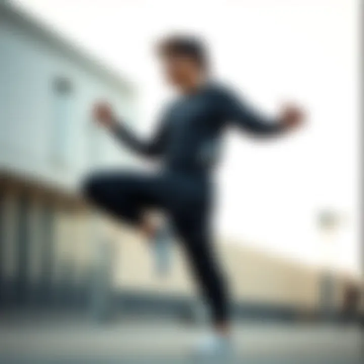 Enhanced Performance Through Design Athlete showcasing flexibility in Nike Tech sweatpants