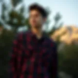 Chic Outdoor Vibes with North Face Flannel Stylish North Face flannel shirt in an outdoor setting