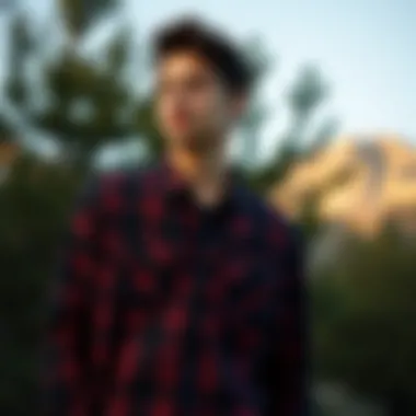 Chic Outdoor Vibes with North Face Flannel Stylish North Face flannel shirt in an outdoor setting