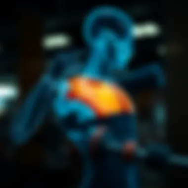 Anatomical diagram highlighting shoulder muscle engagement during exercise