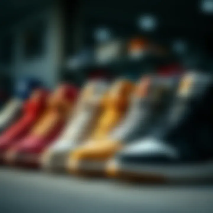 Variety of Outlet Sneakers A variety of outlet sneakers lined up showcasing different colors