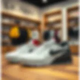 Stylish Outlet Sneakers Stylish outlet sneakers displayed in a modern store setting