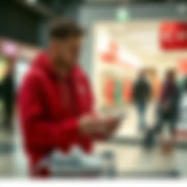 A parent reviewing tracksuit prices online