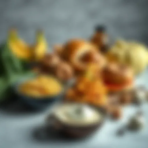 High protein foods arranged aesthetically on a table