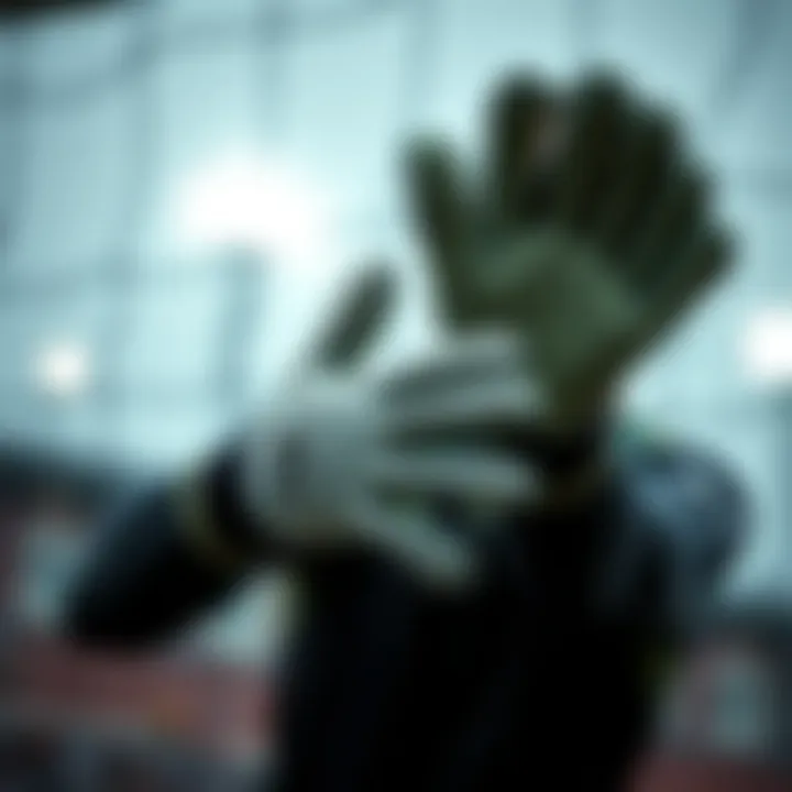 A goalkeeper demonstrating the grip and flexibility of Puma gloves during a save