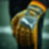 Close-up of high-quality Puma goalkeeper gloves showcasing intricate design details