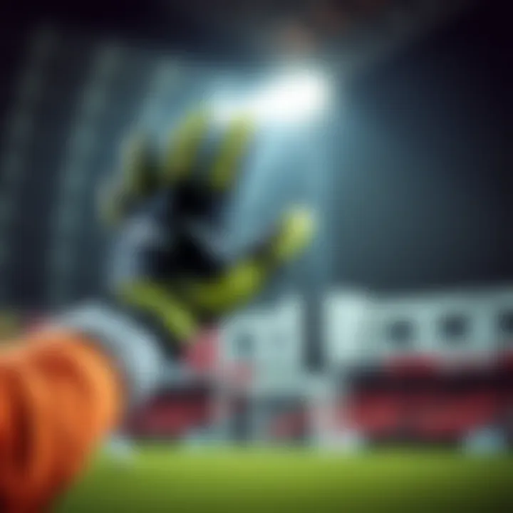 Puma goalkeeper gloves in action during a professional match on the field