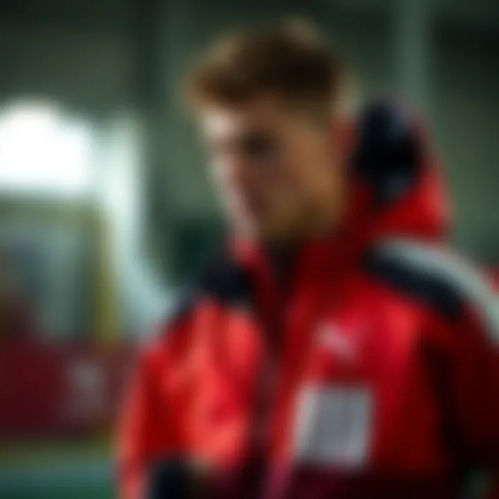 Athlete in Puma Jacket Training Athlete wearing a Puma jacket during a training session