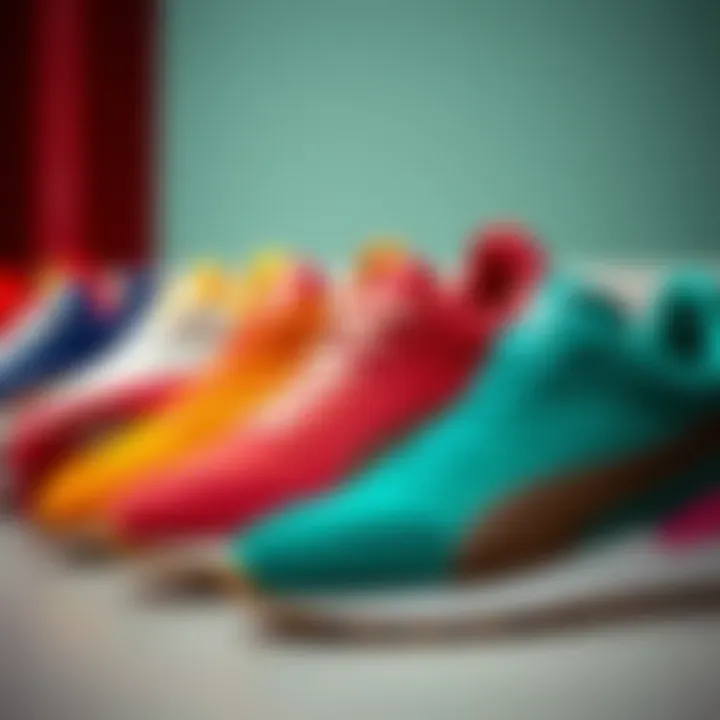 An array of Puma Roma sneakers in various colors displayed stylishly.