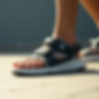 A close-up of the cushioning technology in Reebok sandals