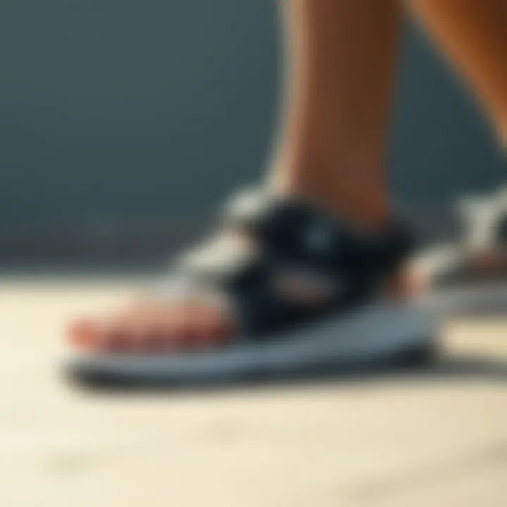A close-up of the cushioning technology in Reebok sandals