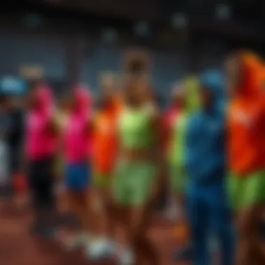Group of athletes in colorful Puma gear at a fitness event