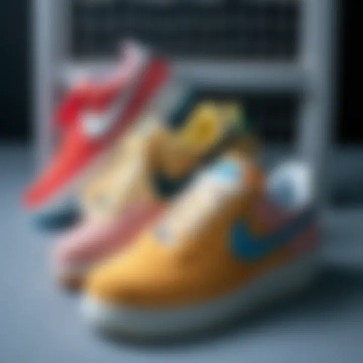 A trendy display of various Nike sneakers emphasizing their usage in different sports.