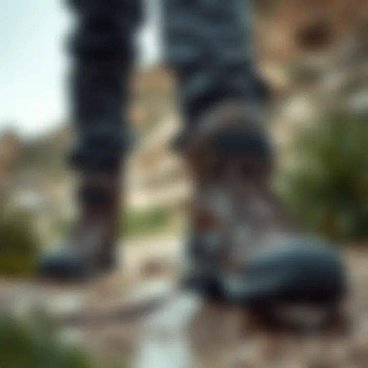 Adventure Ready: Boots for Rugged Terrain Natural landscape showcasing rugged terrain with waterproof boots.