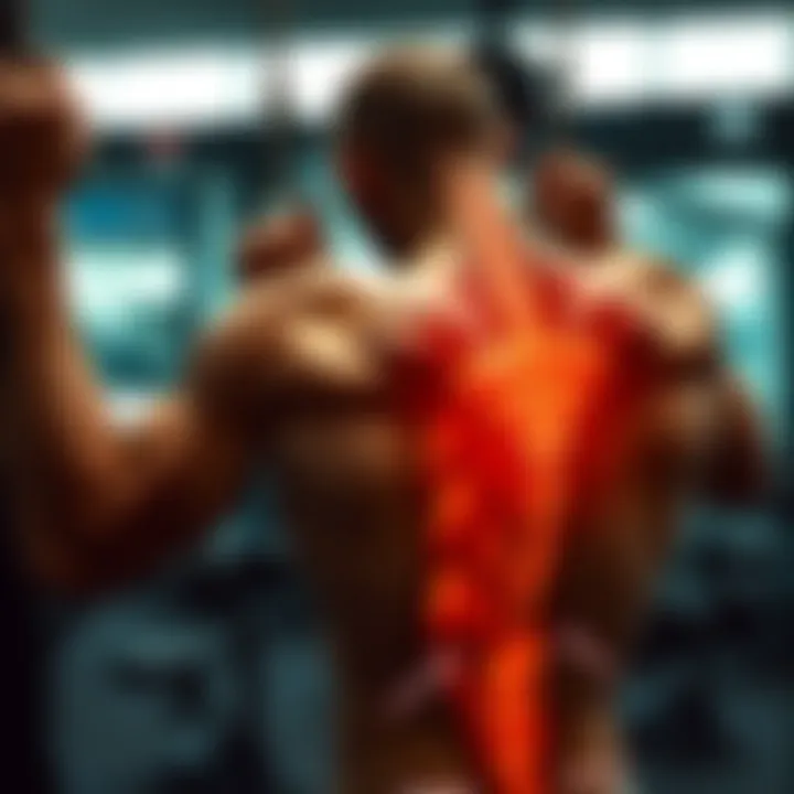 Muscle Engagement in Back Pull Anatomical diagram highlighting muscle engagement during the exercise