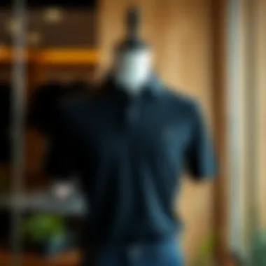Elegant black polo shirt on a mannequin showcasing style