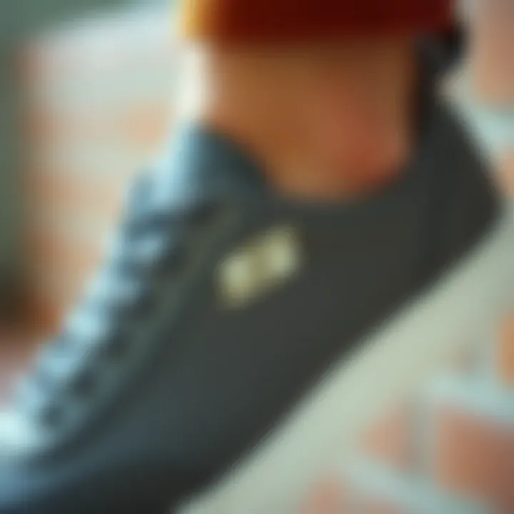 Close-up of Skecher shoe material highlighting quality craftsmanship