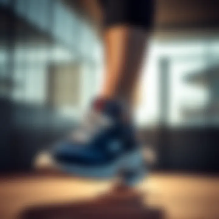 An active individual wearing Skechers shoes during a workout