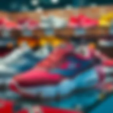 Fashionable display of Skechers shoes with various color options