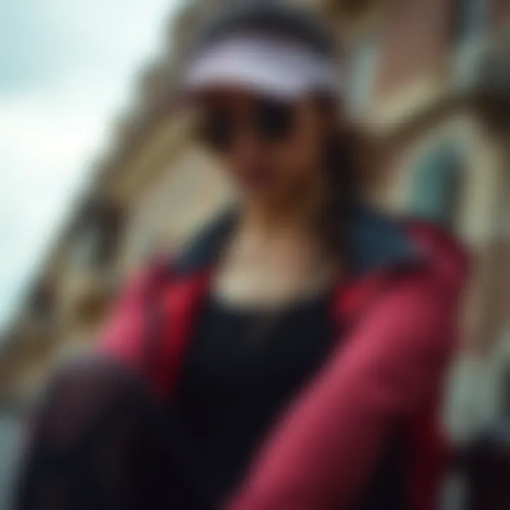 Fashionable layering of sportswear with tights