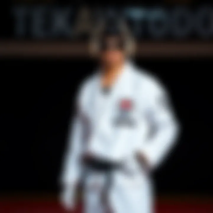 A vibrant display of modern Taekwondo sportswear and accessories