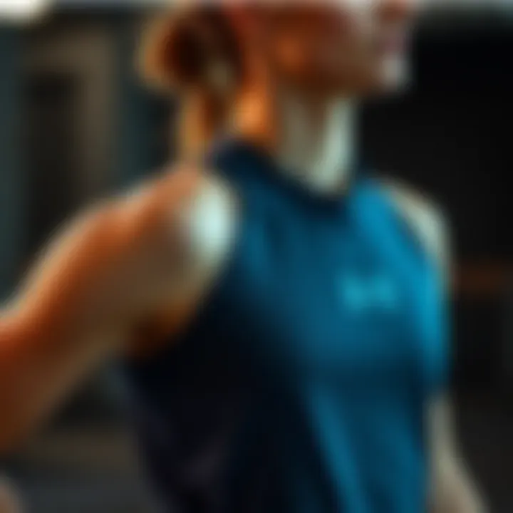 Sport Fashion Emphasizing the Trapezius Fashionable sportswear highlighting the trapezius area while being worn during exercise.