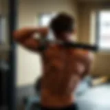 Demonstration of triceps pushdown exercise technique