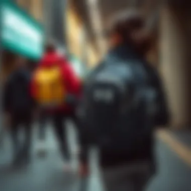 Stylish look of Under Armour backpacks in urban settings.