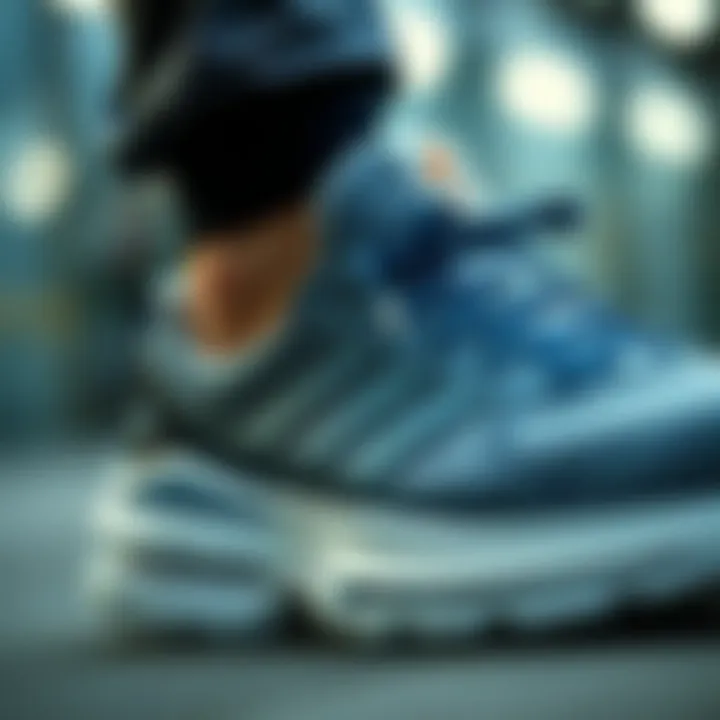 Close-up of the comfort features of unisex sports shoes