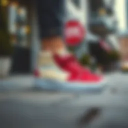 Elegant display of Vans Knu Skool shoes in a stylish urban setting