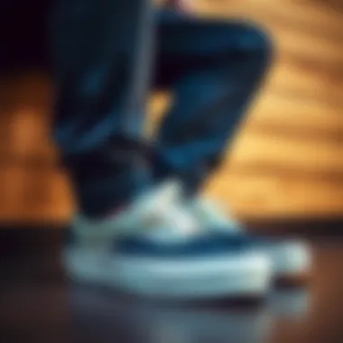 User enjoying comfort in Vans navy footwear