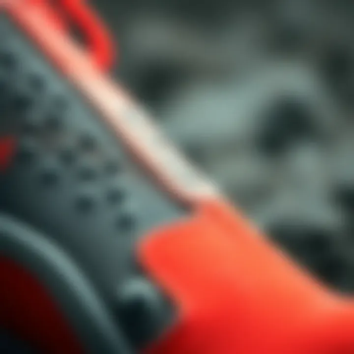 Close-up of waterproof shoe material and texture