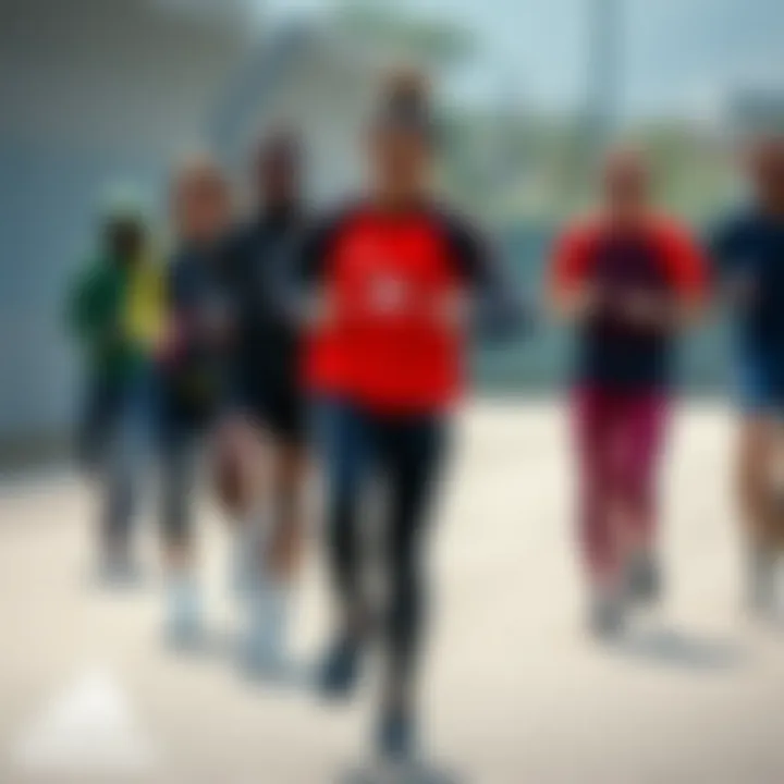 Diverse Engagement in Sports with ZX Adidas Group of diverse individuals engaging in sports wearing ZX Adidas